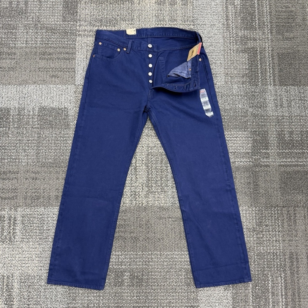 Levi's 501 Original Fit Stretch Button Fly Blue Denim Jeans Men's 34x30